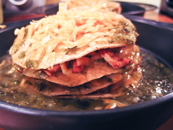stacked chicken enchilada